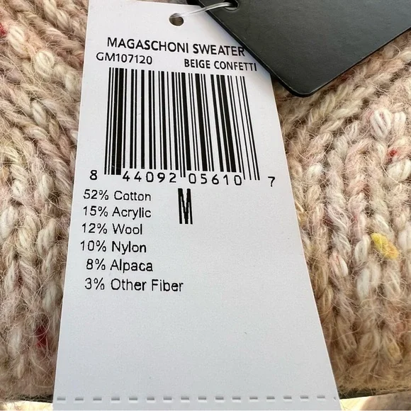 Magaschoni NWT $398 Sweater Beige Confetti Alpaca Wool Blend V Neck Size M - Picture 5 of 14